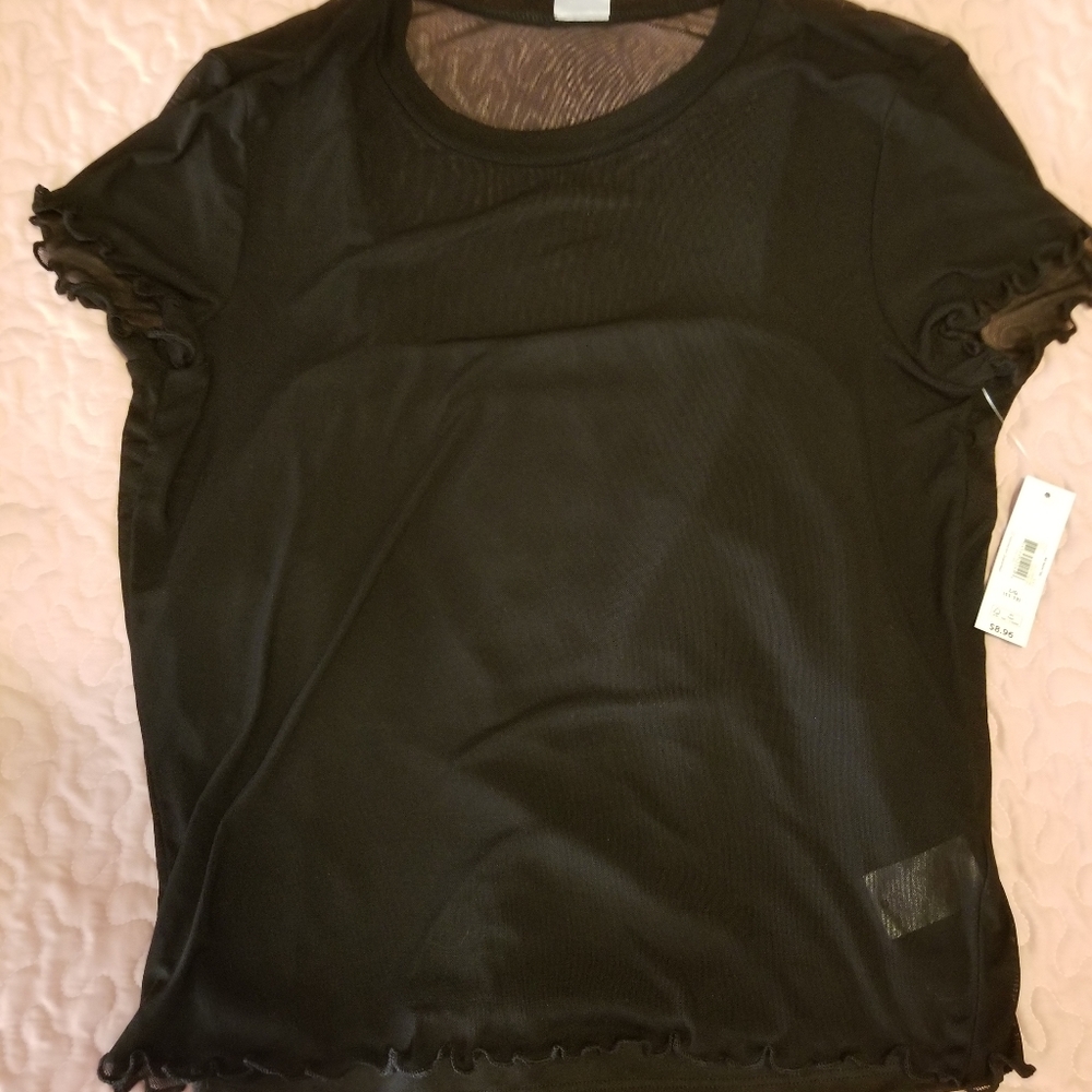 Mesh tee with spaghetti straps